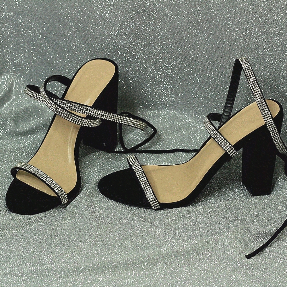 Ankle wrap block heels